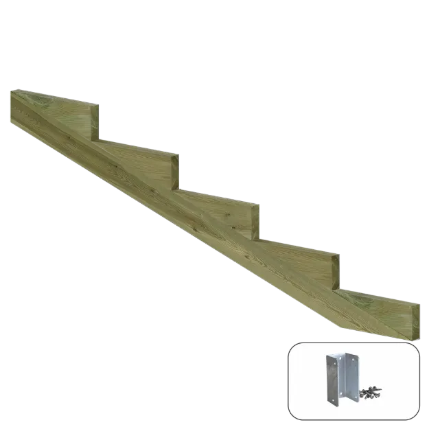 Plus Treppenwange 5-stufig 19 Grad Kiefer 195 x 65 cm mit Beschlag