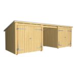 Plus Gartengebäude Nordic Multihaus zwei Doppeltore aussen 635 x 218 cm komplett mit Dachpappe und Aluleisten