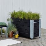 Plus Cubic rollender Blumenkasten 120 x 50 x 70 cm schwarz schöner Pflanzkasten für Heim, garten, Gastronomie, Ladengeschäft