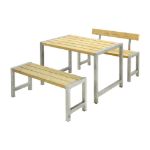 Plus Cafégarnitur mit 1 Rückenlehne Kiefer-Fichte druckimprägniert 127 cm CAfetisch und Balkon-Sitzgruppe