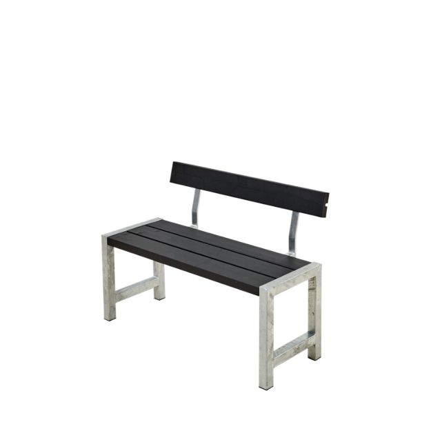 Plus Cafébank mit Rückenlehne Kiefer-Fichte schwarz 127 cm Outdoor Sitzbank