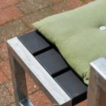Plus Cafégarnitur Kiefer-Fichte druckimprägniert 127 cm Outdoor Sitzgruppe schön und wertig schwarz gestrichen Detail