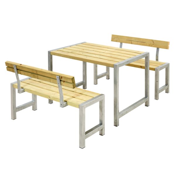 Plus Cafégarnitur mit 2 Rückenlehnen Kiefer-Fichte druckimprägniert 127 cm Sitzgruppe Premium Bierbank