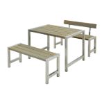 Plus Cafégarnitur mit 1 Rückenlehne Kiefer-Fichte graubraun 127 cm Sitzgruppe public outdoor