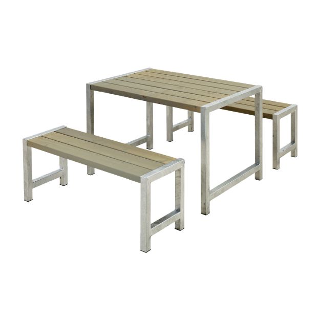 Plus Cafégarnitur Kiefer-Fichte graubraun 127 cm Freizeitgelände und Garten Sitzbank