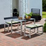 Plus Cafégarnitur mit Rückenlehne Kiefer-Fichte schwarz 127 cm Premium Sitzgruppe Gastronomie, Freigelände, Hof, Terrasse Ambiente
