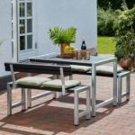 Plus Cafégarnitur mit Rückenlehne Kiefer-Fichte schwarz 127 cm Premium Sitzgruppe Gastronomie, Freigelände, Hof, Terrasse wohnanlage