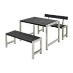 Plus Cafégarnitur mit Rückenlehne Kiefer-Fichte schwarz 127 cm Premium Sitzgruppe Gastronomie, Freigelände, Hof, Terrasse