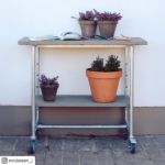Plus Urban mobiler Rollwagen Picknick und Pflanztisch Grilltisch Kiefer-Fichte graubraun 100 cm