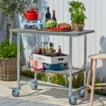 Plus Urban mobiler Rollwagen Picknick und Pflanztisch Grilltisch Kiefer-Fichte graubraun 100 cm