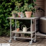 Plus Urban mobiler Rollwagen Picknick und Pflanztisch Grilltisch Kiefer-Fichte graubraun 100 cm
