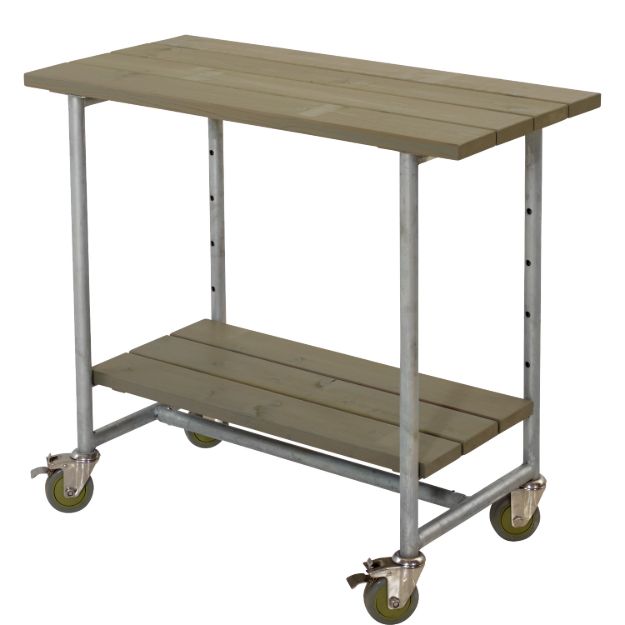 Plus Urban rollbarer Picknick-Pflanztisch-Grilltisch Kiefer-Fichte graubraun 100 cm