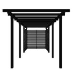Plus Doppelpergola drei Module schwarz mit Tokyo-Zaun 664 cm freigestellt