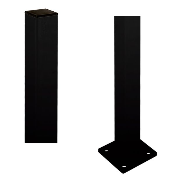Plus Stahlpfosten verzinkt schwarz mit Fuss 4,5 x 4,5 x 95 cm