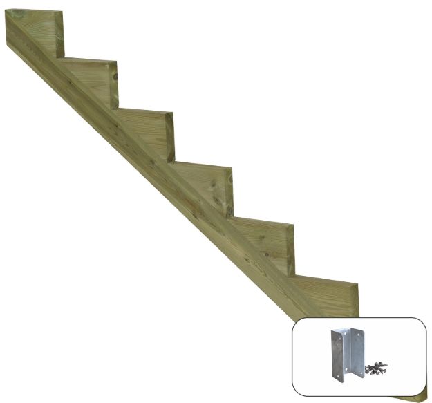 Plus Treppenwange 7-stufig Kiefer druckimprägniert 175 x 119 cm mit Beschlags-Set
