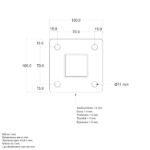 Plus Stahlpfosten quadratisch 34 Grad mit Fuss 4,5 x 4,5 x 87,1 cm für Treppenhandlauf Grundriss