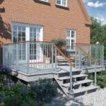 Plus Stahlpfosten quadratisch 34 Grad mit Fuss 4,5 x 4,5 x 87,1 cm für Treppenhandlauf an gartentreppe Aussentreppe