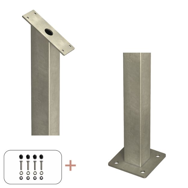 Plus Stahlpfosten quadratisch 34 Grad mit Fuss 4,5 x 4,5 x 87,1 cm für Treppenhandlauf