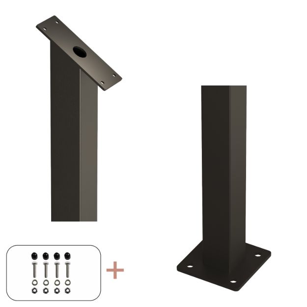 Plus Stahlpfosten quadratisch schwarz 34 Grad mit Fuss 4,5 x 4,5 x 87,1 cm für Treppenhandlauf