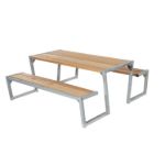 Plus Zigma Picknicktisch Thermowood 176 cm Outdoor Verbund-Stitzgruppe Stahl verzinkt / Thermoholz für kommunale und gewerbliche Außenbereiche